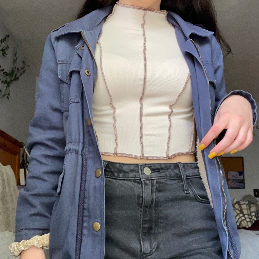 Brandy Melville utility jacket w/ faux shearling lining
